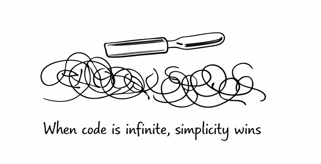 When code is infinite, simplicity wins